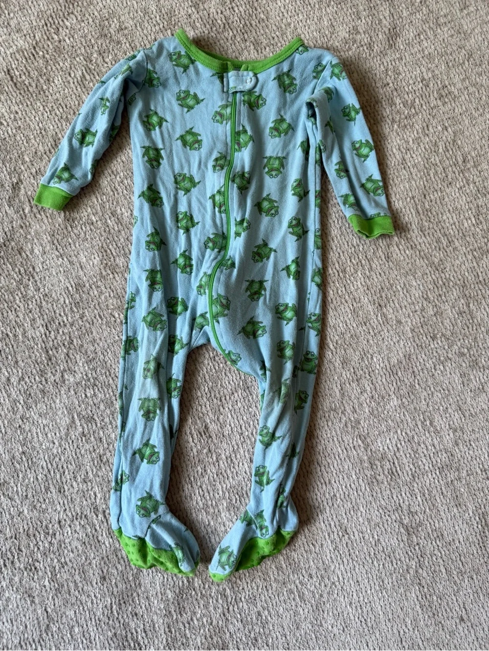 Leveret Baby Footed Cotton Pajama Bundle Frogs & Candy Cane Stripes 12-18M